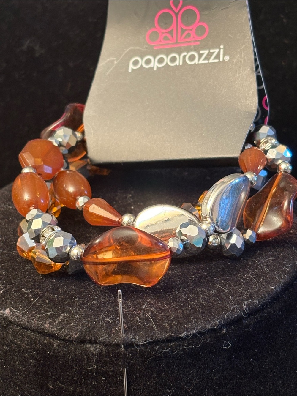 Paparazzi Amber and Silver Multi-Strand Beaded Bracelet
